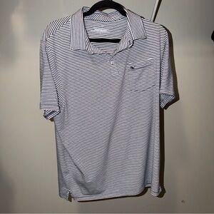 Vineyard Vines Men's White Polo with Navy Micro Stripes